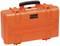 An orange hard-shell suitcase with a black handle, robust design, suitable for the secure transportation of sensitive equipment.