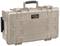 Suitcase with handle, beige, with black 'Explorer Cases' logo on the front. ─ Robust design, for secure transportation.