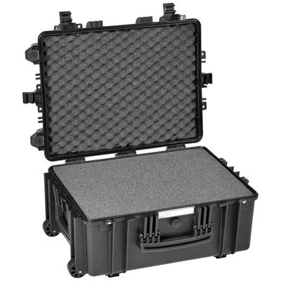 A black hard-shell case with foam lining, suitable for the safe transportation of delicate equipment.