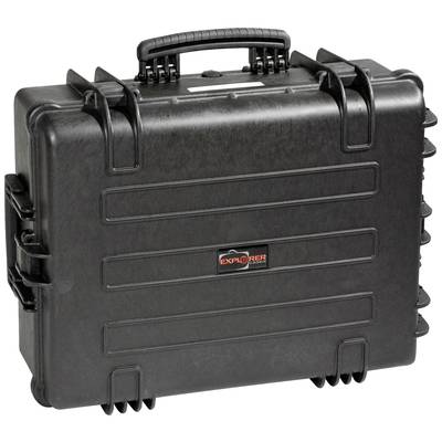 Black, robust-looking suitcase with an ergonomic handle and secure locking mechanism. Suitable for the safe transportation of delicate equipment.