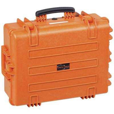 A robust, orange protective case with a black handle, suitable for the safe transportation of delicate equipment.