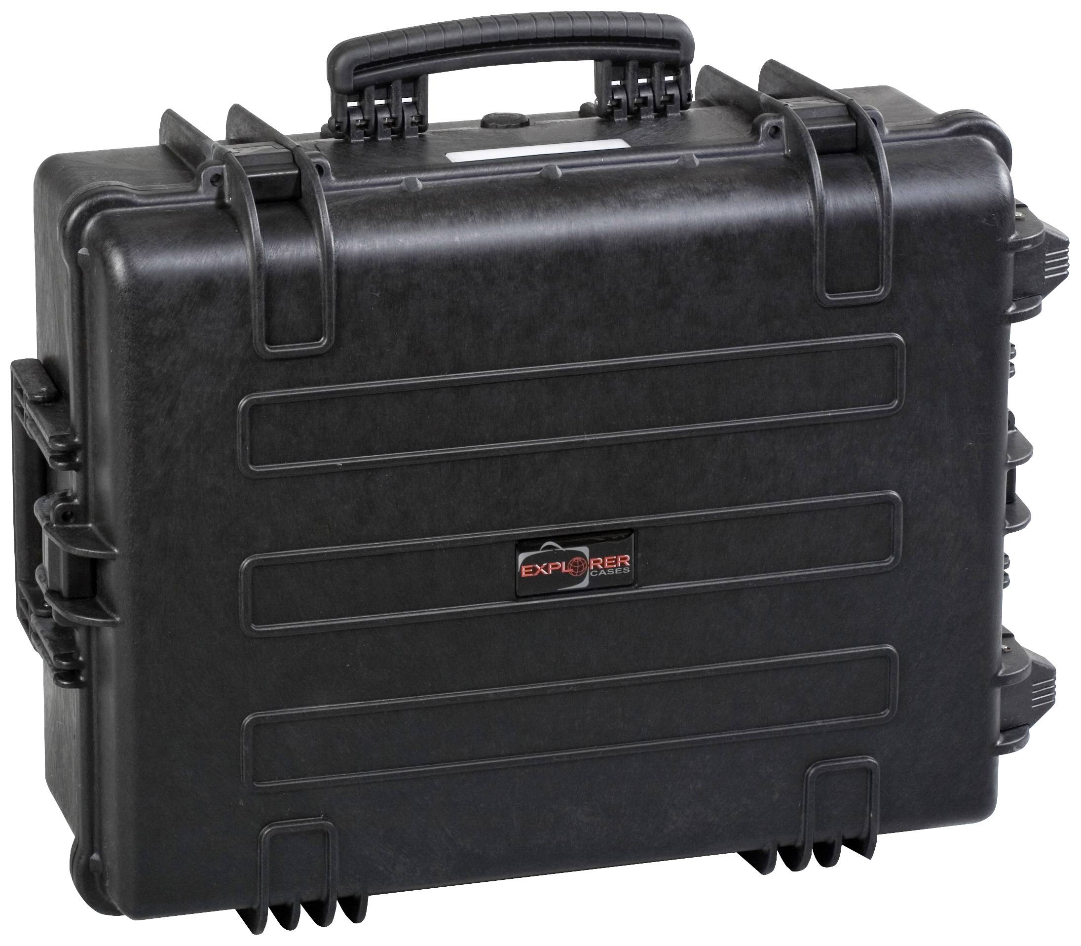 A black, robust protective case with handle and locks. Ideal for transporting and protecting sensitive equipment or tools.