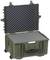 A robust, green protective case with foam lining for the secure transportation of delicate items.