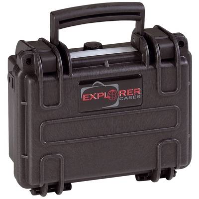 Black, robust plastic case with red 'Explorer Cases' logo on the front, suitable for safely transporting sensitive equipment.