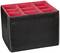 Black camera bag with red, padded dividers for secure camera transport.