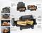 A contact grill with large grilling surfaces, removable and dishwasher-safe plates. Height adjustable, opens 180°, 1800 W power. Ideal for sandwiches and grilled dishes.