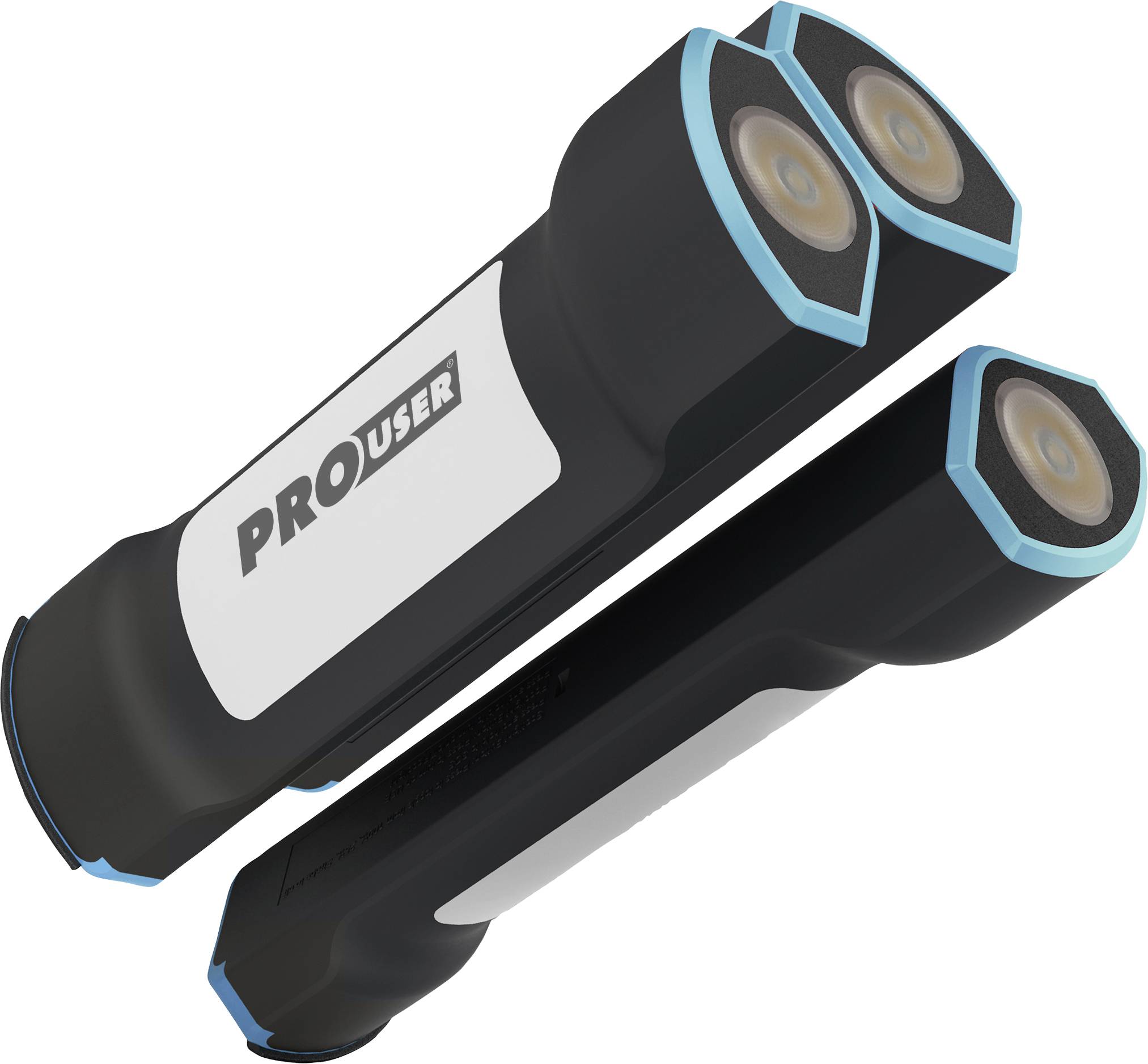 Two black, rectangular power banks with light blue edges and the inscription 'PROUSER' on the front.