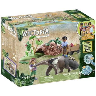 Playmobil 'Wiltopia' Set featuring figurines and an anteater, box depicting a tropical forest, 39 pieces, sustainably produced.