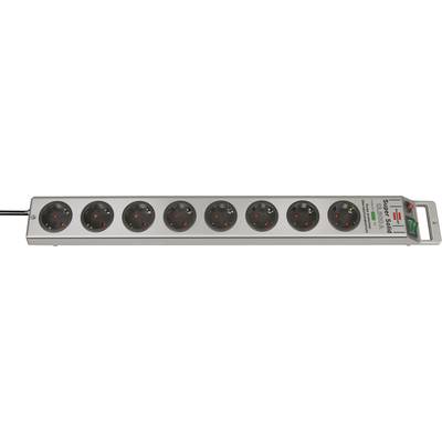 A horizontal power strip with six black outlets and a red power switch on the right, shown from above.