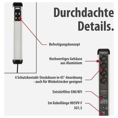 Brennenstuhl 1391010400 Surge protection power strip Silver, Black PG connector 1 pc(s)-3