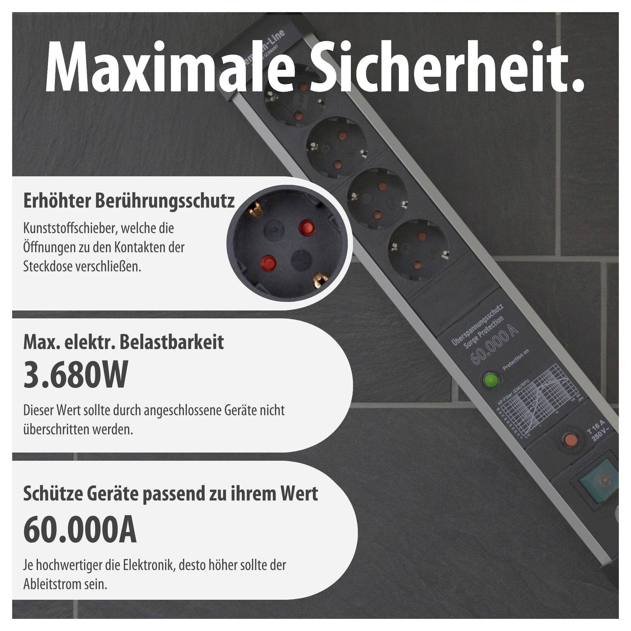 Brennenstuhl 1391010400 Surge protection power strip Silver, Black PG connector 1 pc(s)-5
