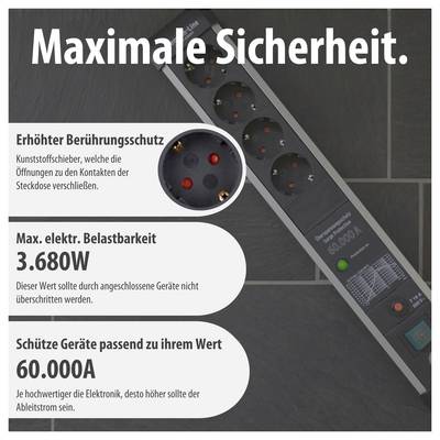 Brennenstuhl 1391010400 Surge protection power strip Silver, Black PG connector 1 pc(s)-5