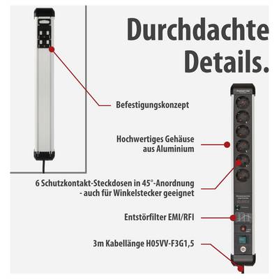 Brennenstuhl 1391010600 Surge protection power strip Silver, Black PG connector 1 pc(s)-3