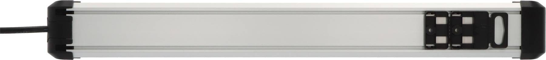 A rectangular, silver and black light strip with a cable on the left side, potentially suitable as a light fixture for offices or workshops.