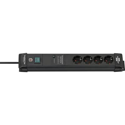Black power strip with six outlets and illuminated master on/off switch, labeled Professional Line with 4000 A max current.
