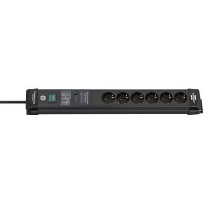 Black rack-mount power strip with eight outlets and a master switch, shown horizontally on a white background.