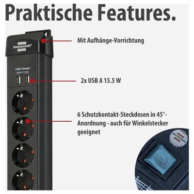 Brennenstuhl 1951160606 Surge protection power strip Black PG connector 1 pc(s)-2