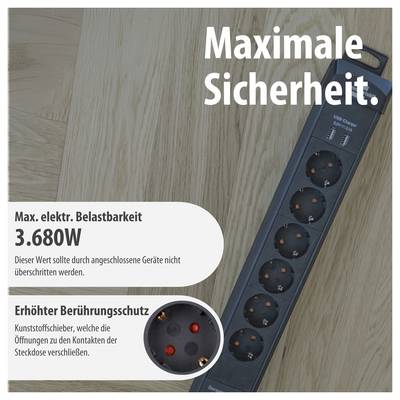 Brennenstuhl 1951160606 Surge protection power strip Black PG connector 1 pc(s)-6