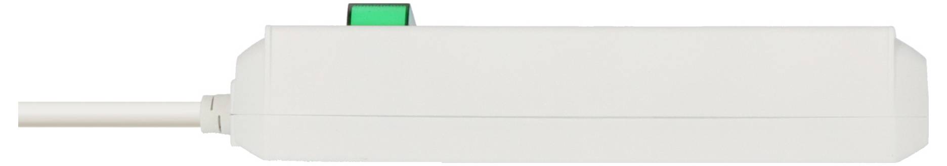 A white USB flash drive viewed from the side, with its cap removed and the connector visible on the left.
