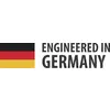 Text reading 'ENGINEERED IN GERMANY' beside a black, red, and yellow German flag-style stripe block on the left.