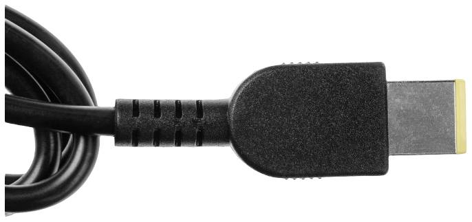Close-up of a black HDMI cable with a rectangular plug, used for transmitting audio and video signals.