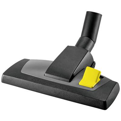 Vacuum cleaner nozzle in black and grey with a yellow operating element. Suitable for various floor types.