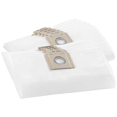 Two stacks of vacuum cleaner bags with cardboard closure, labelled 'Top Clean'. The bags are white and rectangular.