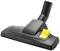 A vacuum cleaner attachment with a yellow switch, suitable for carpets and hard floors, black, with adjustable tube connection.