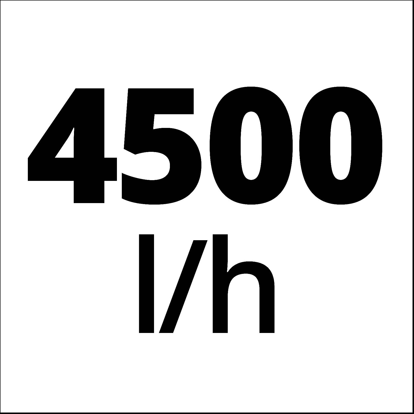 '4500 l/h' indicates the flow rate in litres per hour, presumably for a device or machine.