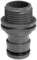 A grey hose adapter with thread and seal, suitable for garden hoses and irrigation systems.