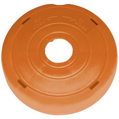 Orange lid with twist mechanism and 'Open' text.