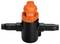 A black inline valve with an orange handle used for controlling fluid flow, featuring barbed connections on either end.