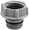 A grey hose connector adapter with a ribbed edge and sealing ring, suitable for garden or household applications.