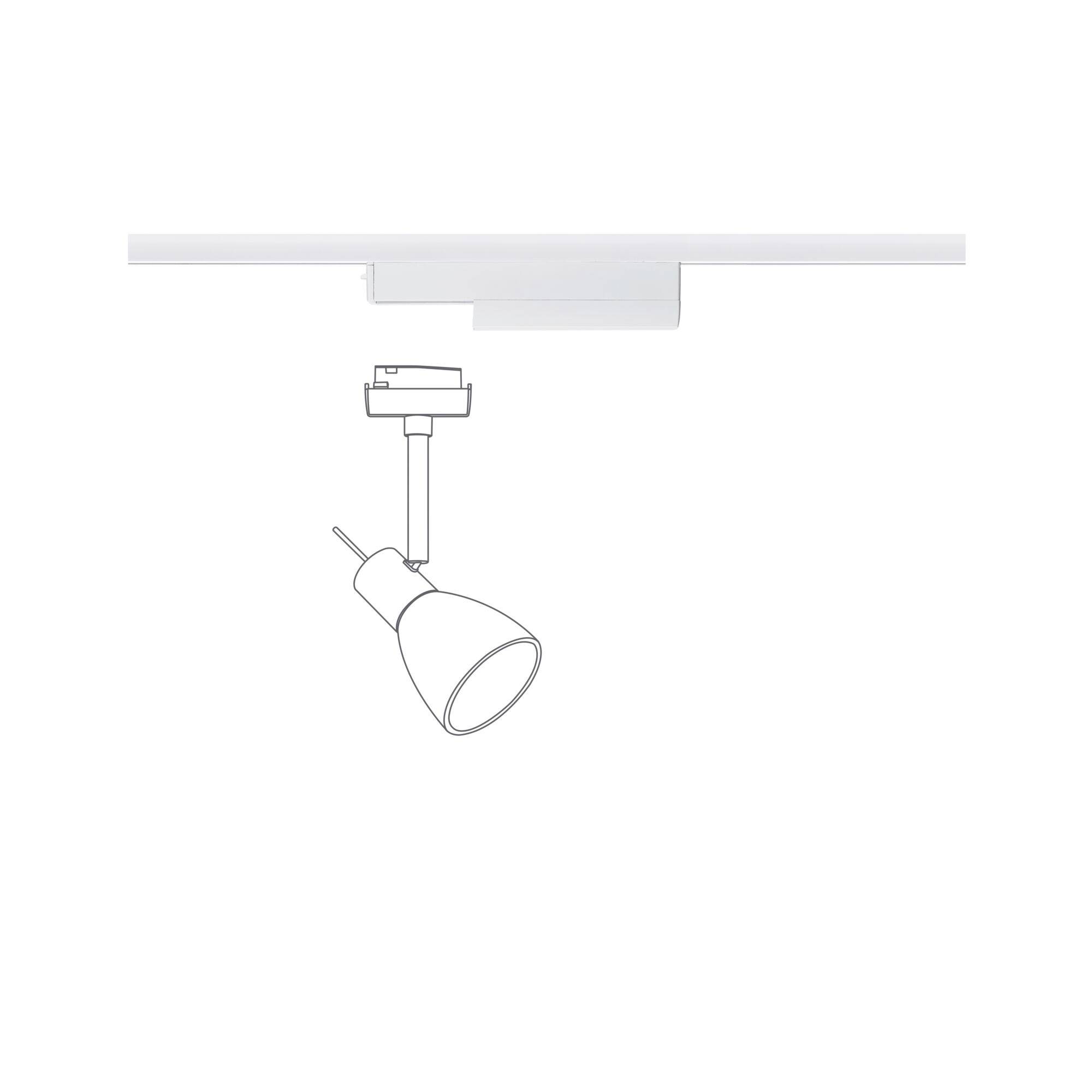 Ceiling light with a modern, minimalist design; white shade, adjustable, for targeted room illumination.