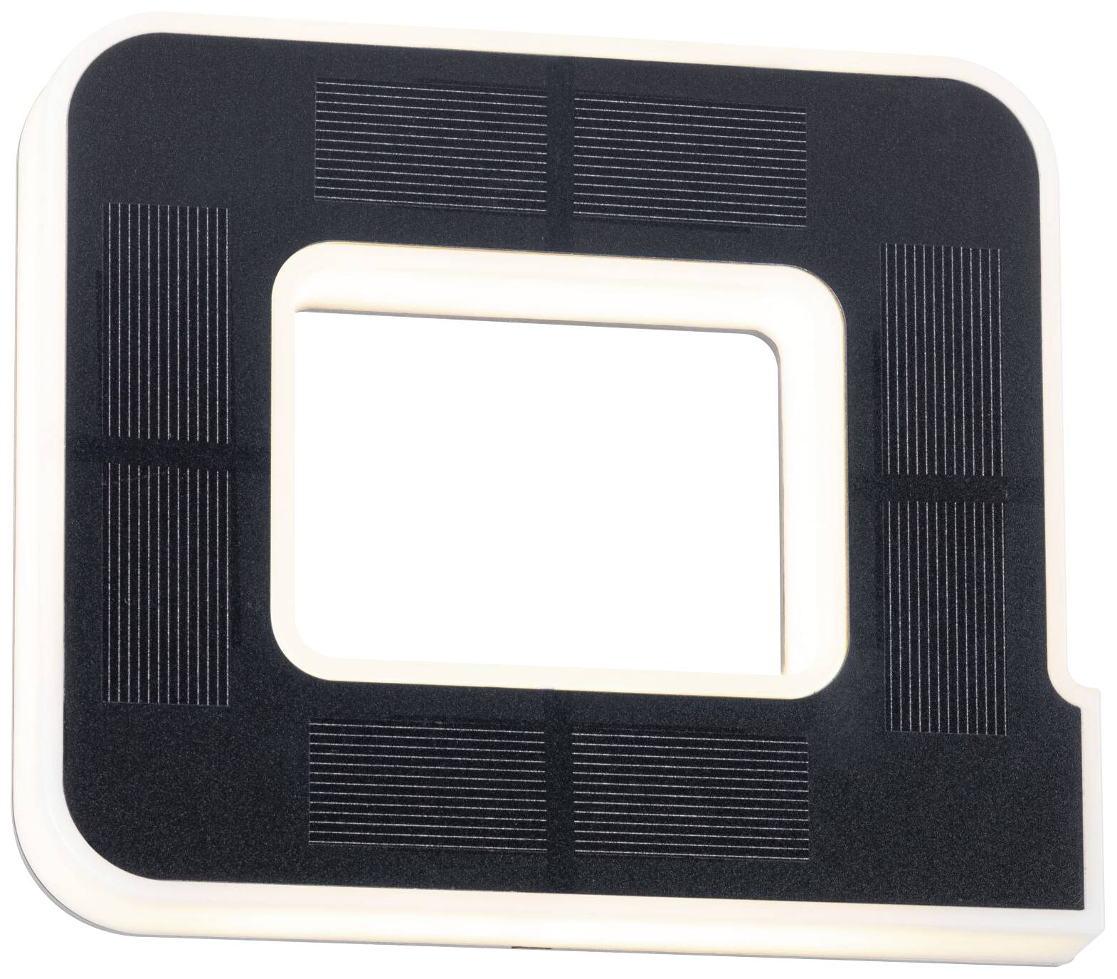 White infrared absorption plate with black control field. Square aperture in the centre. Used for solar simulation.