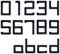 Digits and letters in digital style: '01234' on the first row, 'S6789' on the second, 'abcd' on the third.