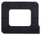 A black film holder frame with a rectangular opening in the centre to secure strip film. Rectangular shape, with the top right corner rounded.