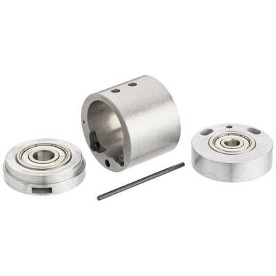 Metallic precision components of a machine bearing system, consisting of two bearing units, a cylindrical housing, and a metal rod.