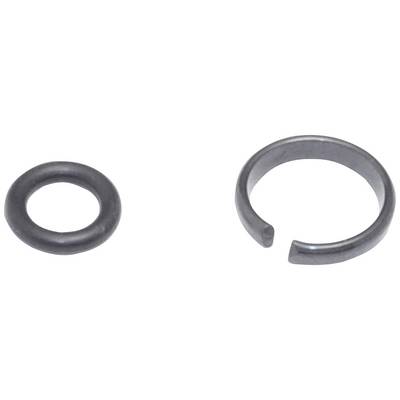 A closed and an open steel metal ring, depicted on a white background.