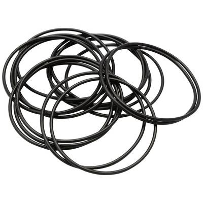 Black rubber O-rings, nested together.
