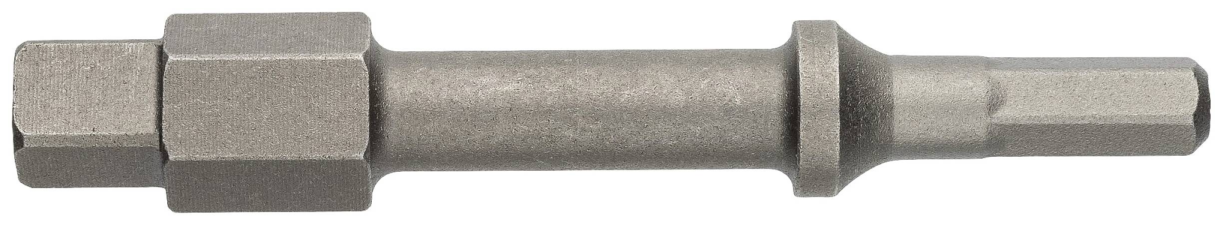 Metal socket with a hexagonal end and cylindrical central section, used for mechanical work and machine tools.