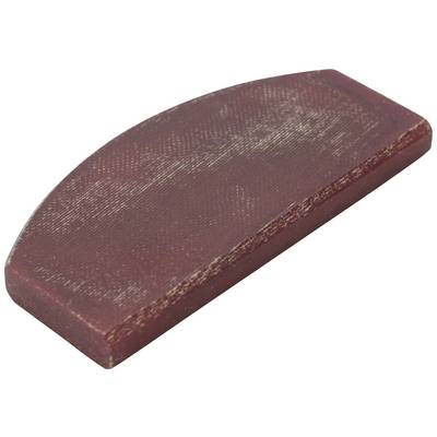 A semi-circular piece of wood in reddish-brown, possibly a wooden dowel or furniture connecting piece, depicted in isolation.