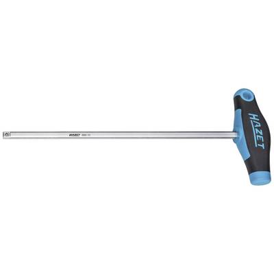 T-handled screwdriver with long shaft, black handle and blue details, 'Hazet' brand name visible on the handle.