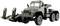 A green military truck with six wheels, a robust design, and a front push bumper.
