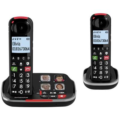 SwissVoice Xtra 2355 Duo Cordless Big Button Answerphone, Camera button, Hands-free, Hearing aid compatibility, Redial B