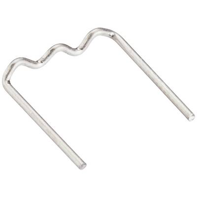 U-shaped metal bracket with a wavy crossbar, often used for securing pipes or objects to walls.