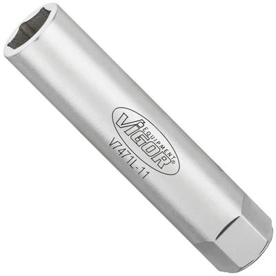 Metallic tool attachment in cylindrical form with 'Vigor Equipment' logo. Used for specialised assembly tasks.