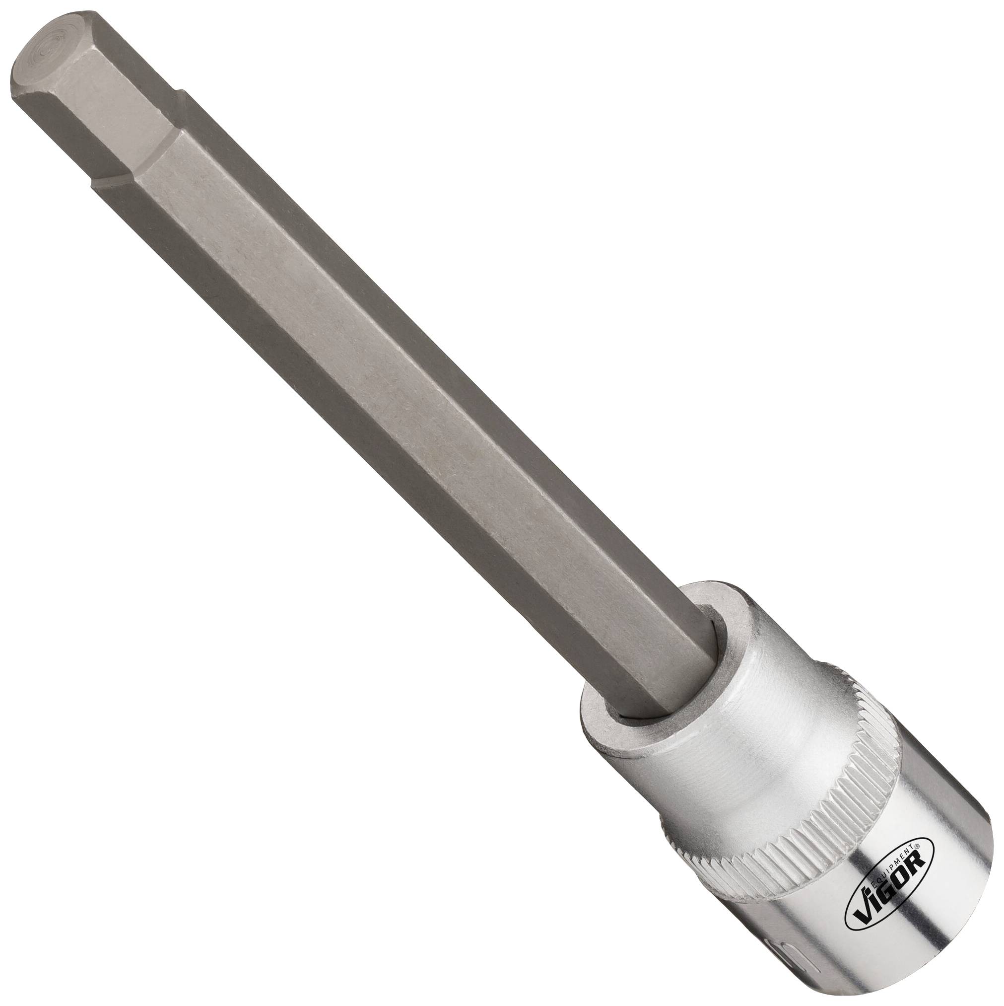A silver hex key with a hexagonal shaft and the marking 'Vigor'. Primarily used for mechanical work.