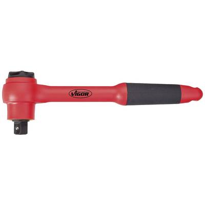 Red impact driver with black handle, brand name 'Vigor' on the shaft. Tool for loosening screws and nuts.