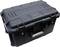 Black, robust storage box with lid, side handles, and 'LEBA' inscription on the front. Suitable for protection and transport.